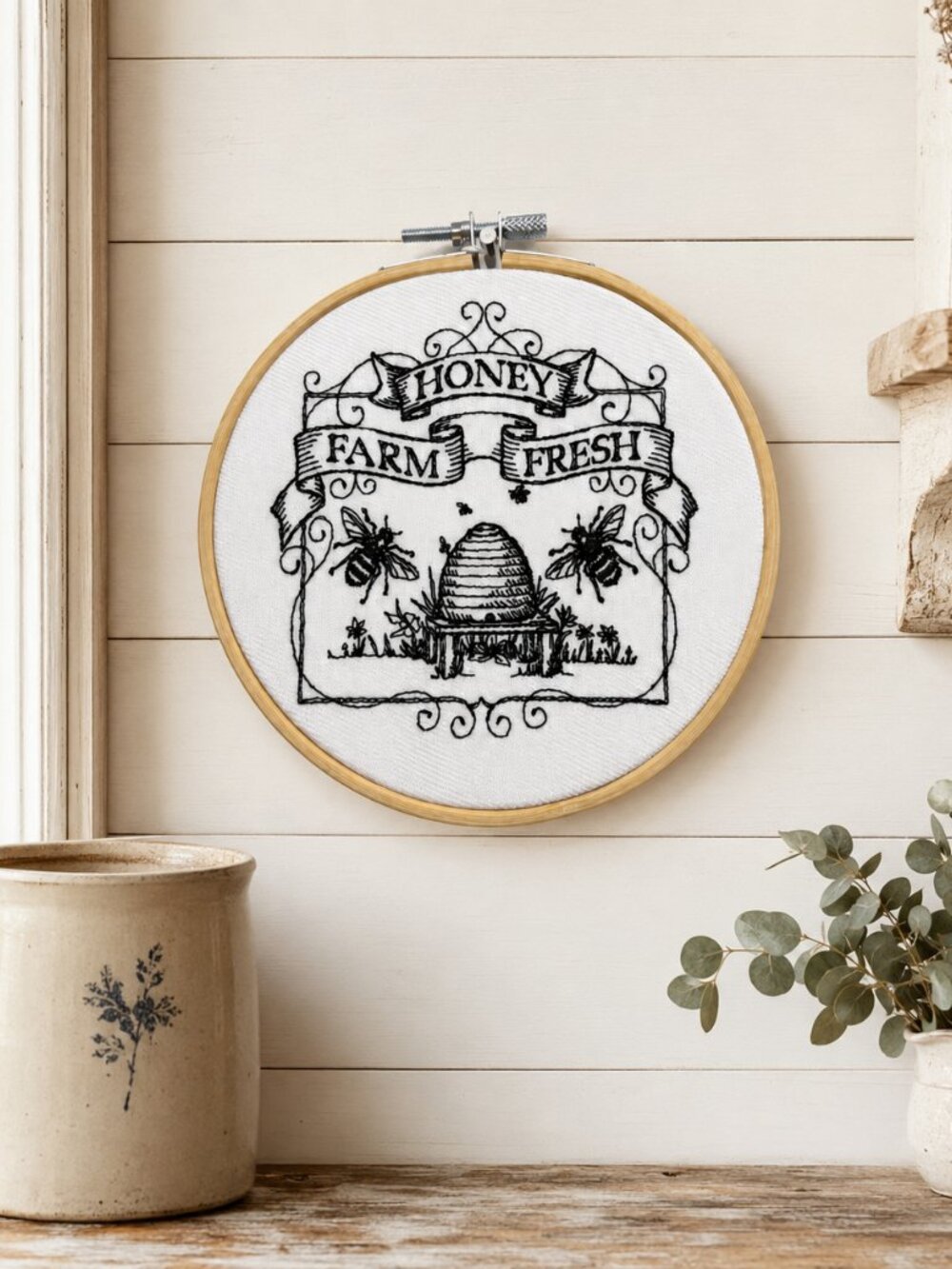 Honey Farm Fresh Embroidery Hoop Wall Art, 6 Inch Embroidery Decor